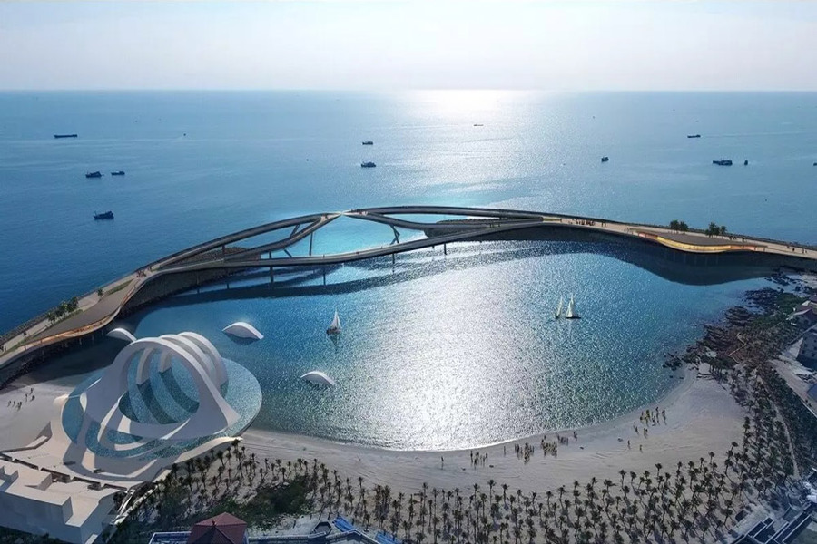 Le pont des Baisers à Phu Quoc, œuvre architecturale iconique au coucher du soleil, symbole du tourisme romantique vietnamien