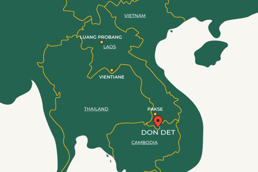 Don Det se trouve à l'extrême sud du Laos, dans le complexe de 4000 îles