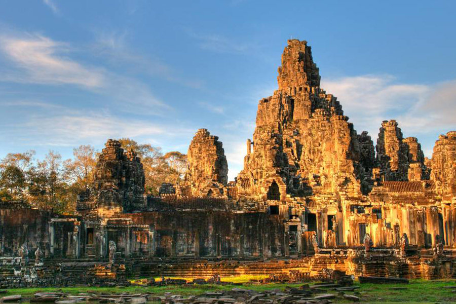 Temple Bayon au coucher du soleil, Angkor Thom