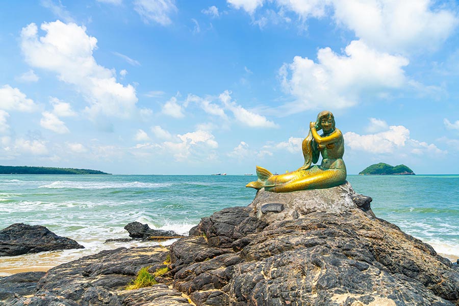Une belle vue sur le golfe de Thaïlande depuis la plage de Samila 