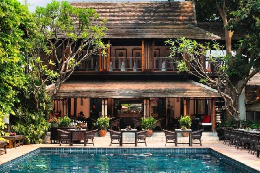 le paysage paisible dans l'un des meilleurs hôtels à Chiang Mai