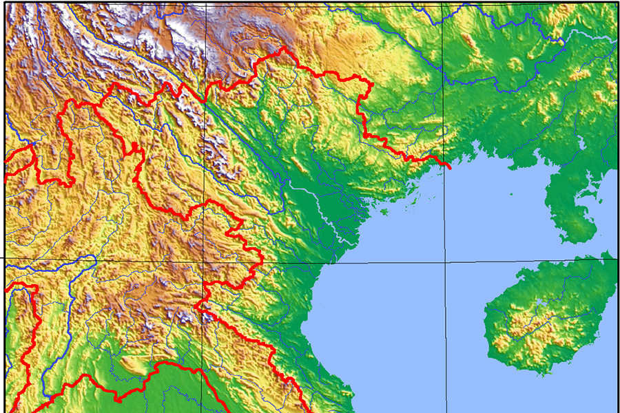 Carte topographique du nord du Vietnam