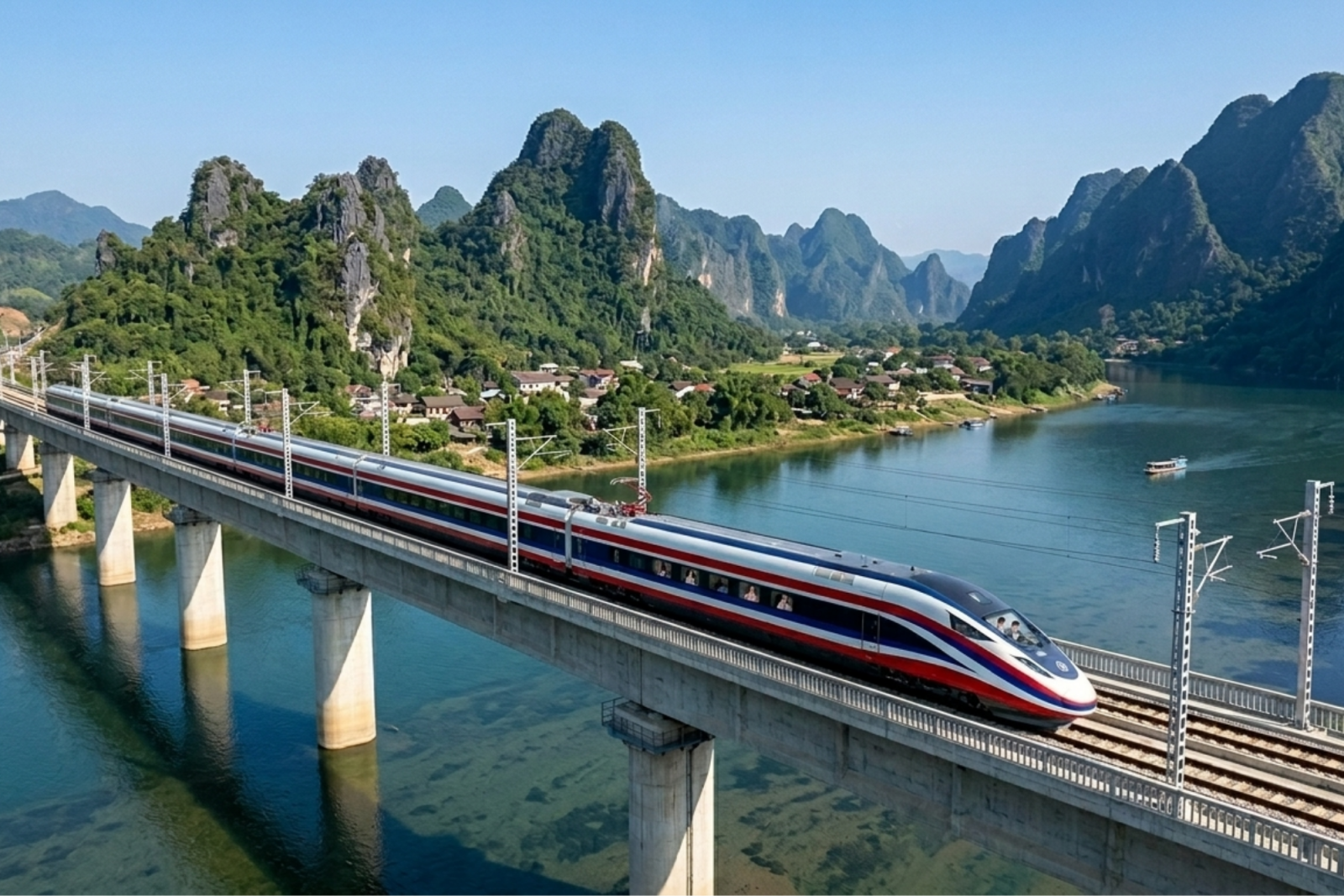 Le train du voayage de Luang Prabang à Vientiane