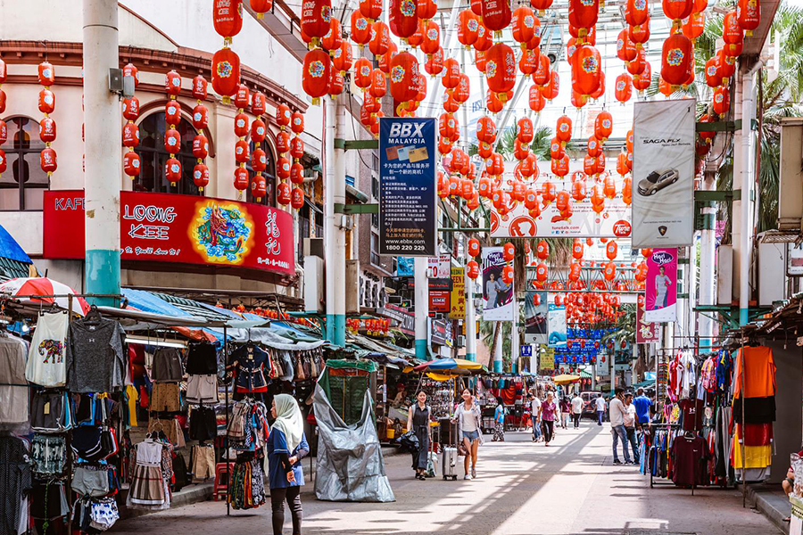 Quatier de Chinatown - vogaer solo en Malaisie