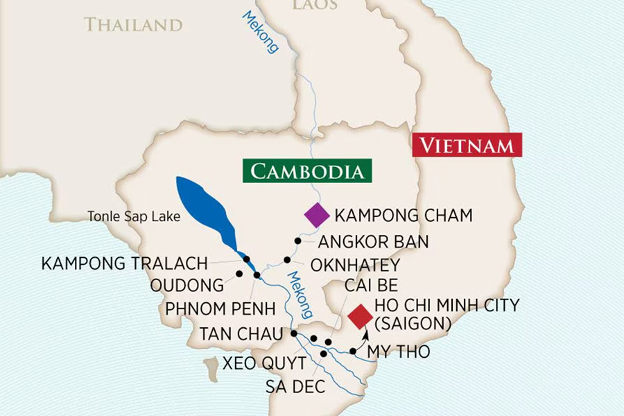 Itinéraire de croisière sur le Mékong au Vietnam et au Cambodge d'Amawaterway