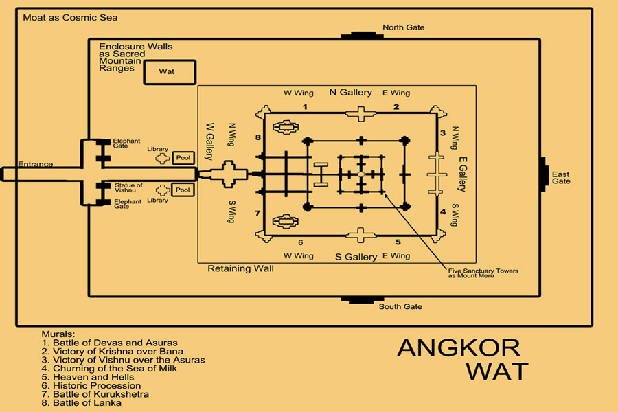 Carte du temple d'Angkor Wat