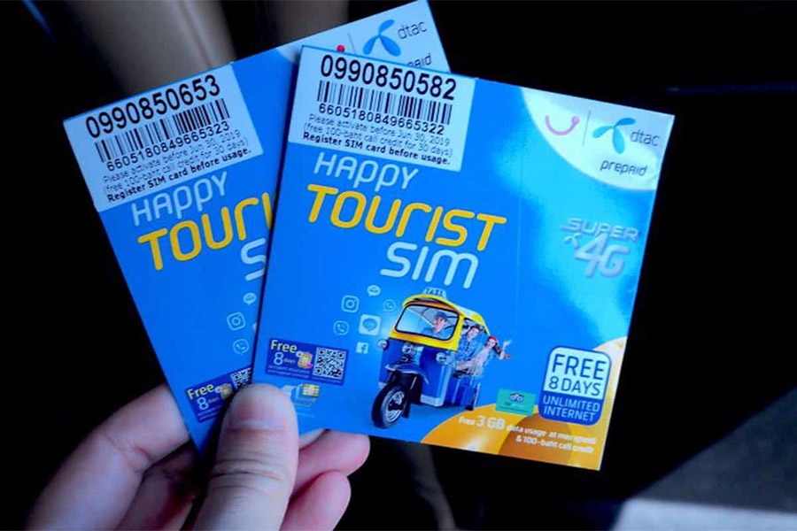 Carte SIM en Thailande varie entre 5 et 15 euros 