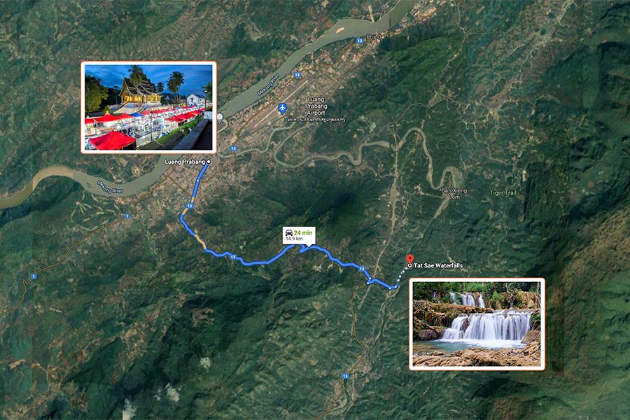 La route de Luang Prabang vers la cascade de Tad Sae