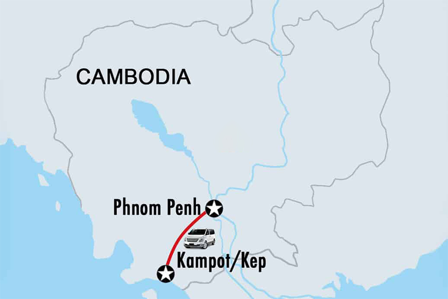 Il faut environs 4h pour aller de Phnom Penh à Kampot