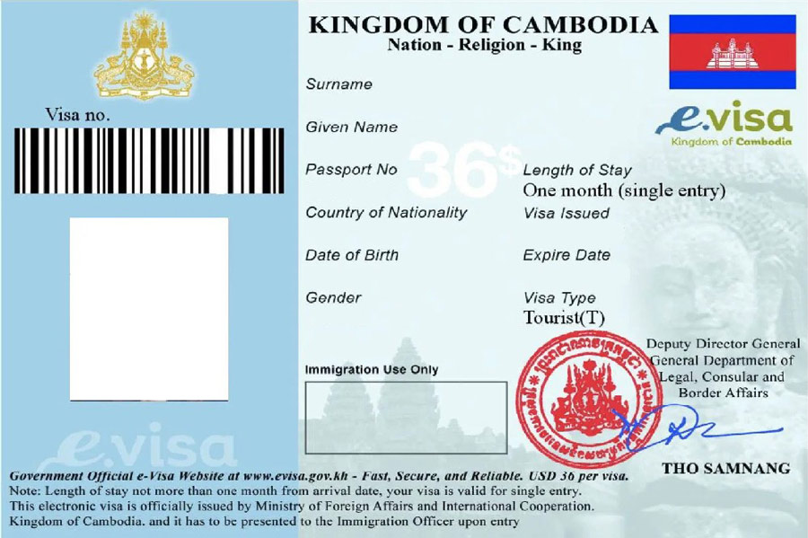 Le gouvernement royal du Cambodge réduit les frais de visa électronique