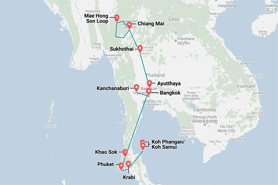 Itinéraire en Thailande en 1 mois