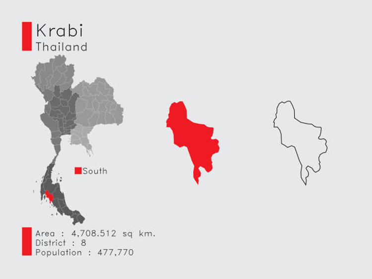 Localisation de Krabi sur la carte de la Thailande