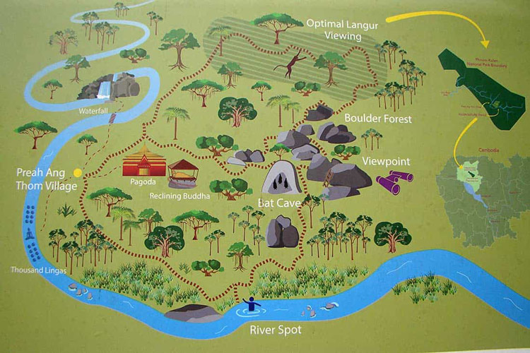 Carte du Parc National de Phnom Kulen