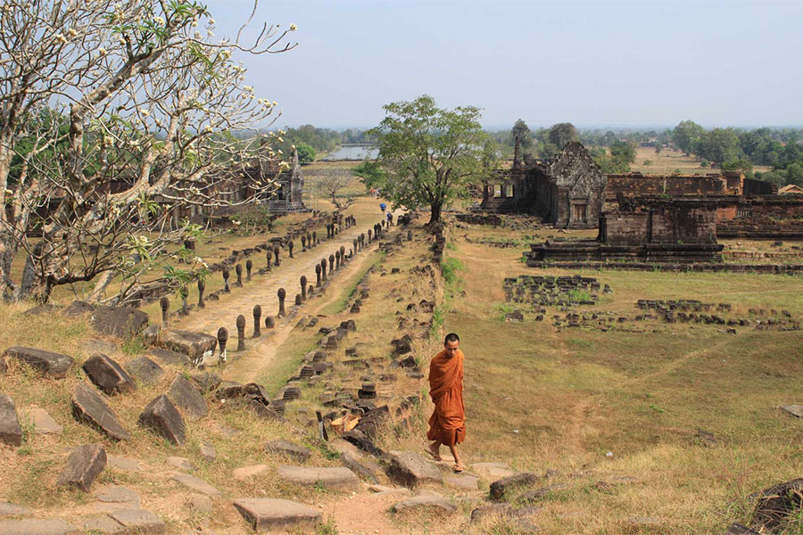 Complexe de Wat Phou est le deuxième patrimoine mondial du Laos