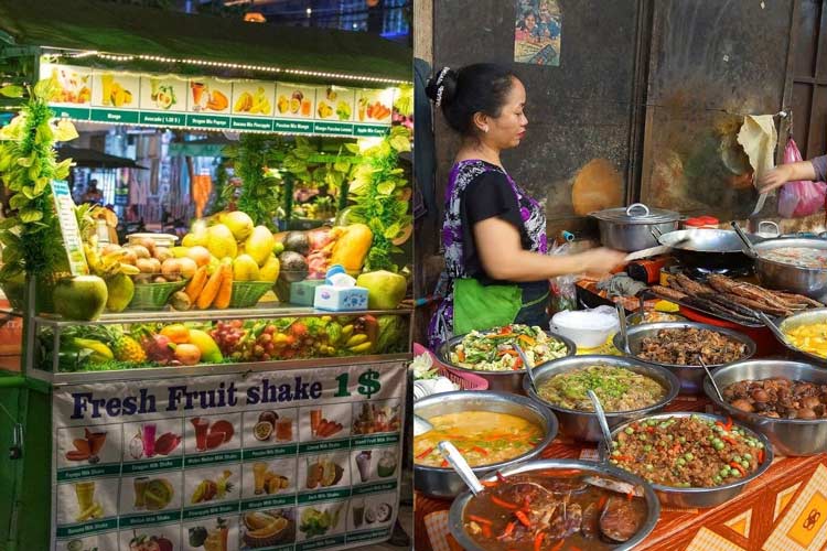 Des plats cambodgiens sont directement servis sur la rue- pub street