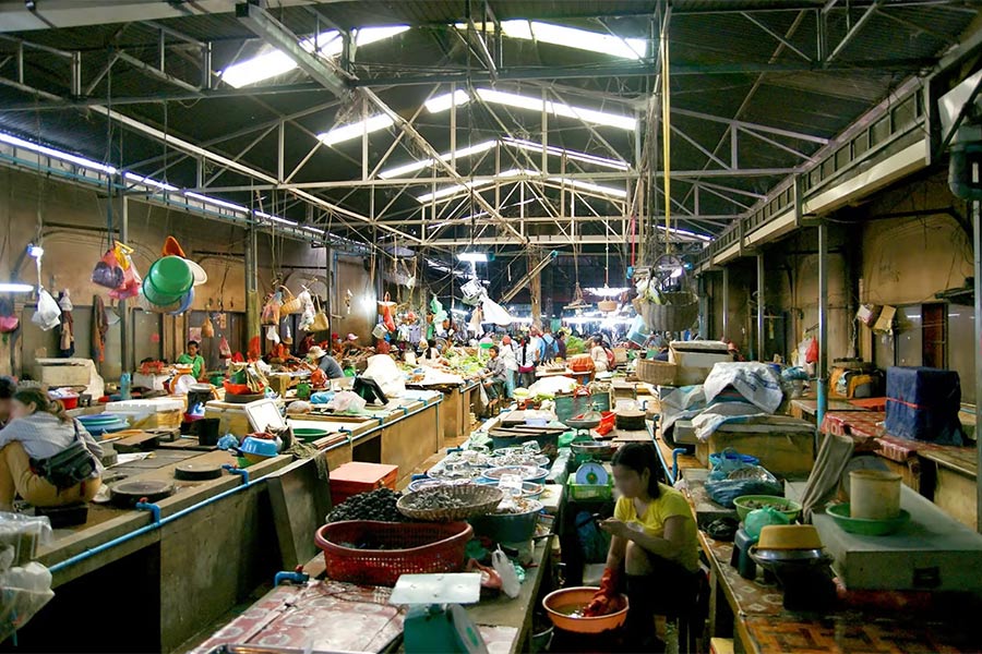 L'ambiance du marché Phsar Chas est toujours animée 