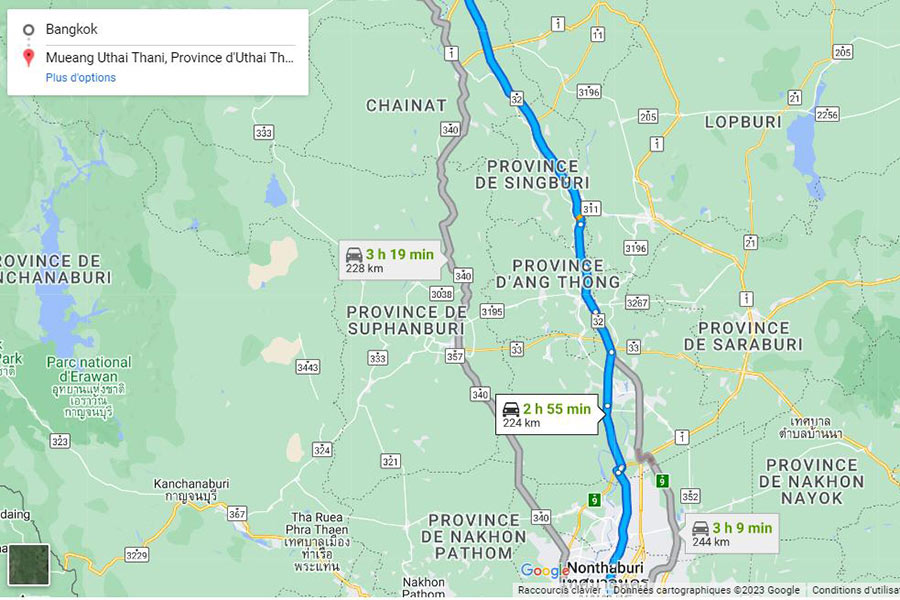 Pour rendre au ville de Uthai Thani