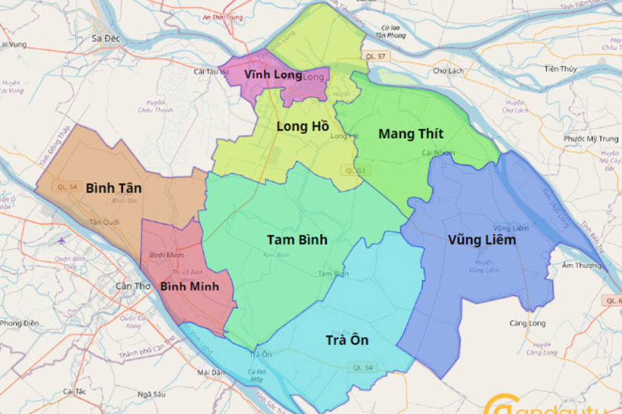 Carte de la province de Vinh Long