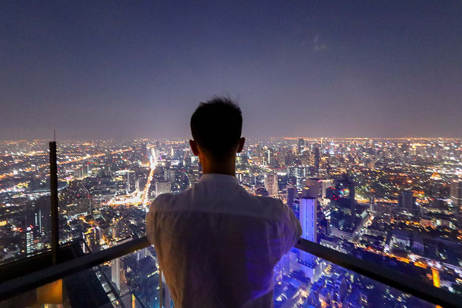 Vue panoramique sur Bangkok de nuit