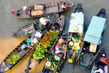 Marché flottant de Cai Be - villages artisanaux flottants - île An Binh (B,L)