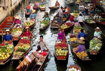 Bangkok – Marché ferroviaire – Damnoen Saduak – Temps libre (B/L)